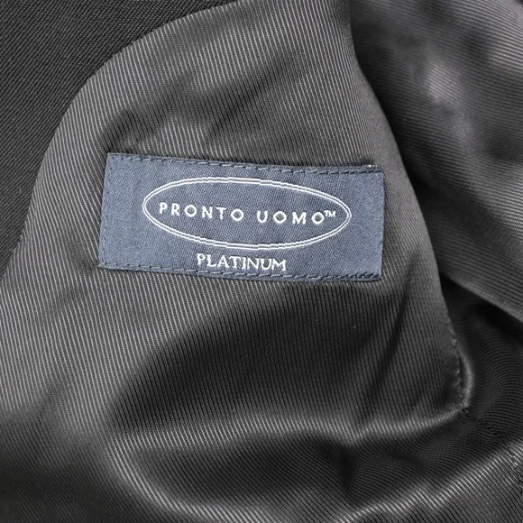 Pronto Uomo 40R 34x32 Black 100% Wool Mens Jacket Pants Suit